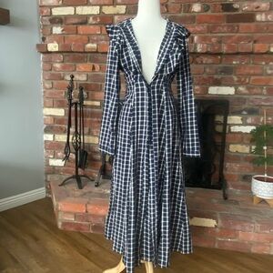 Zara Black and White Plaid Long Sleeve Dress